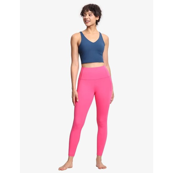 🆕Women Pink Tummy Control Leggings with Pockets High Waist Athletic Yoga Pants - Picture 6 of 6